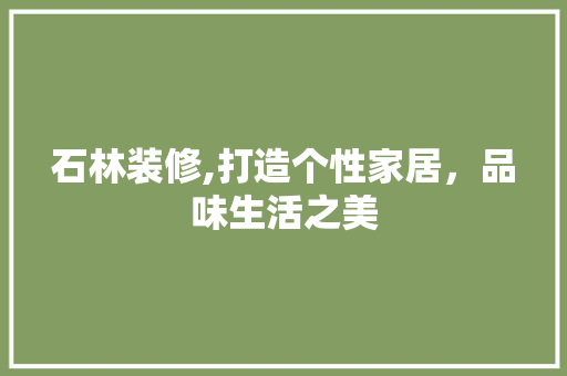 石林装修,打造个性家居，品味生活之美 中式风格装饰