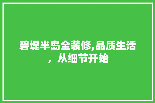 碧堤半岛全装修,品质生活，从细节开始