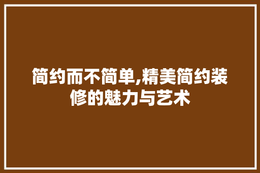 简约而不简单,精美简约装修的魅力与艺术 中式风格装饰