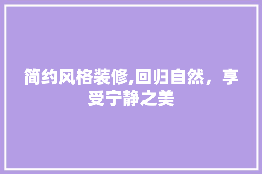 简约风格装修,回归自然，享受宁静之美 软装设计