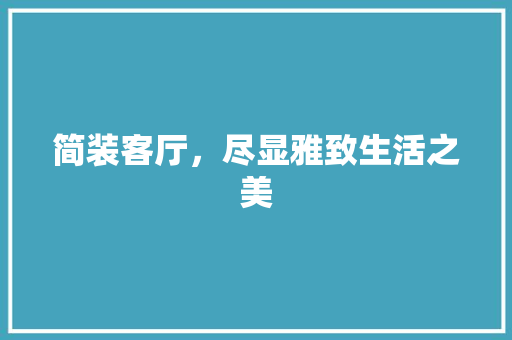 简装客厅，尽显雅致生活之美 室内设计