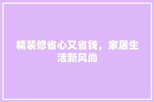 精装修省心又省钱，家居生活新风尚 现代风格装饰