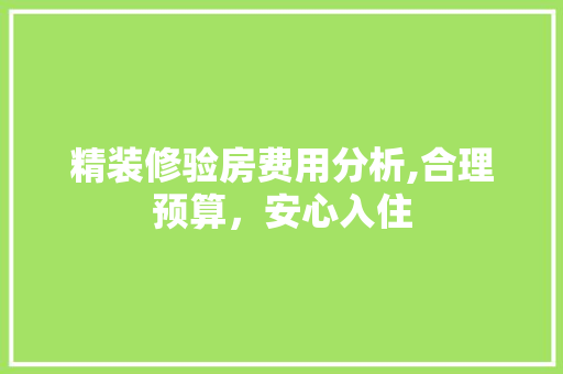 精装修验房费用分析,合理预算，安心入住 现代风格装饰