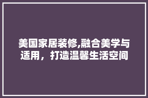 美国家居装修,融合美学与适用，打造温馨生活空间 家居装修