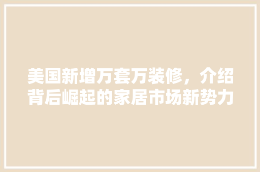 美国新增万套万装修，介绍背后崛起的家居市场新势力 软装设计