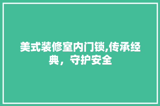 美式装修室内门锁,传承经典，守护安全 现代风格装饰