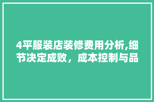 4平服装店装修费用分析,细节决定成败，成本控制与品质兼顾 软装设计
