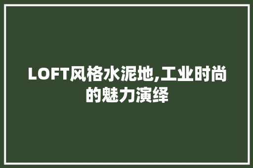 LOFT风格水泥地,工业时尚的魅力演绎 室内设计