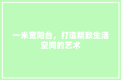 一米宽阳台，打造精致生活空间的艺术 家居装修