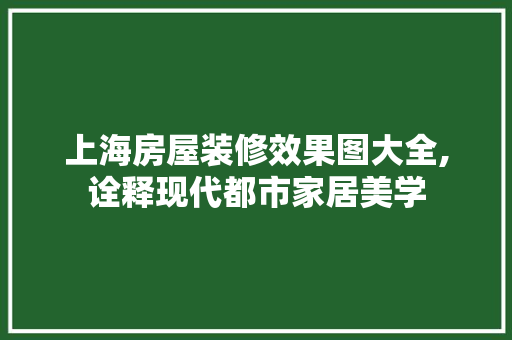 上海房屋装修效果图大全,诠释现代都市家居美学 室内设计
