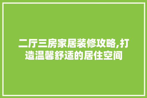 二厅三房家居装修攻略,打造温馨舒适的居住空间 木雕艺术