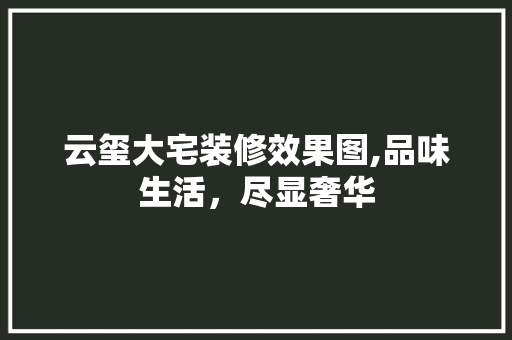 云玺大宅装修效果图,品味生活，尽显奢华 现代风格装饰