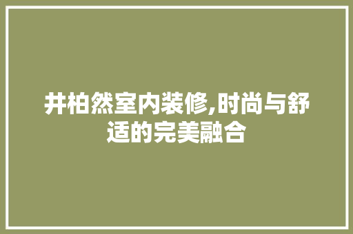 井柏然室内装修,时尚与舒适的完美融合 室内设计