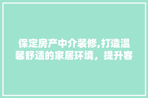 保定房产中介装修,打造温馨舒适的家居环境，提升客户体验 家居装修