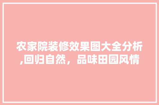 农家院装修效果图大全分析,回归自然，品味田园风情 现代风格装饰