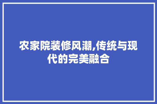 农家院装修风潮,传统与现代的完美融合 软装设计
