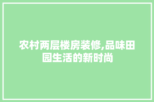 农村两层楼房装修,品味田园生活的新时尚 现代风格装饰