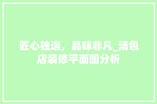 匠心独运，品味非凡_汤包店装修平面图分析