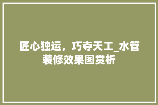 匠心独运，巧夺天工_水管装修效果图赏析 木雕艺术