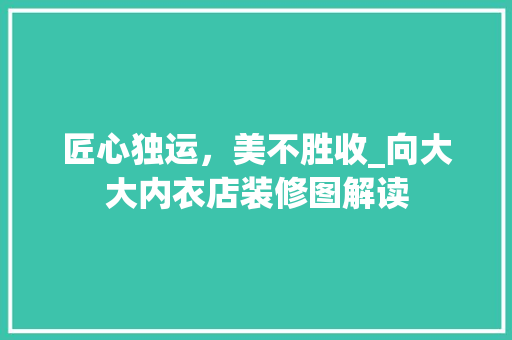 匠心独运，美不胜收_向大大内衣店装修图解读