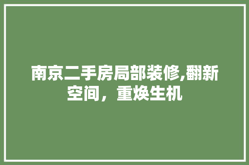 南京二手房局部装修,翻新空间，重焕生机 地板材料