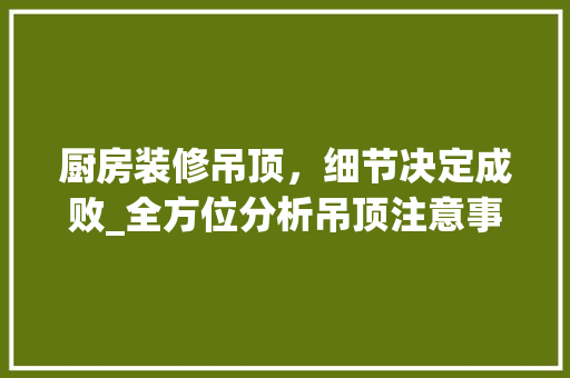 厨房装修吊顶，细节决定成败_全方位分析吊顶注意事项 软装设计