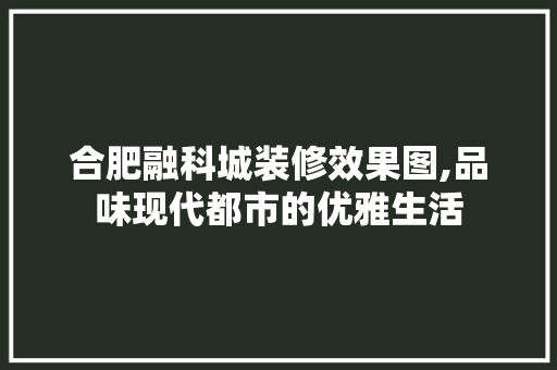 合肥融科城装修效果图,品味现代都市的优雅生活