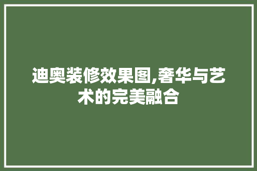 迪奥装修效果图,奢华与艺术的完美融合 家居装修
