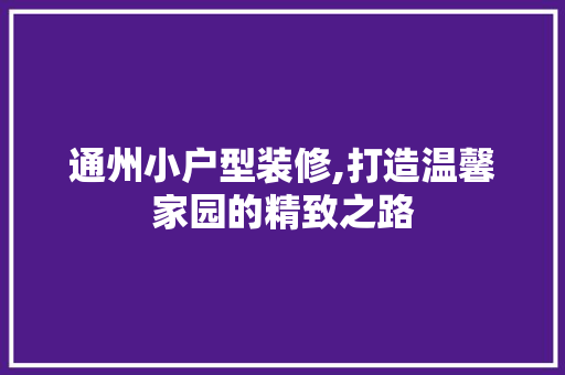 通州小户型装修,打造温馨家园的精致之路 卧室装修