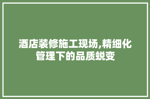 酒店装修施工现场,精细化管理下的品质蜕变 室内设计