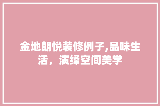 金地朗悦装修例子,品味生活，演绎空间美学