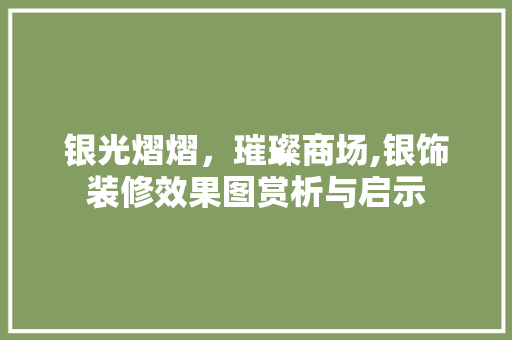 银光熠熠，璀璨商场,银饰装修效果图赏析与启示 室内设计