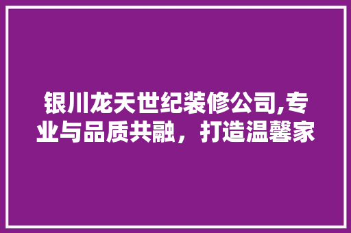 银川龙天世纪装修公司,专业与品质共融，打造温馨家居新篇章 现代风格装饰
