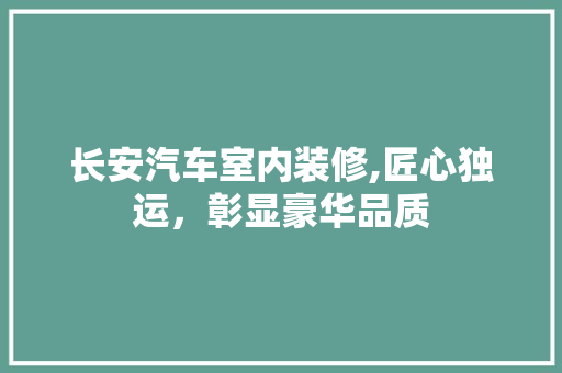 长安汽车室内装修,匠心独运，彰显豪华品质 室内设计