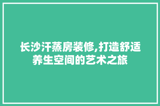 长沙汗蒸房装修,打造舒适养生空间的艺术之旅 软装设计
