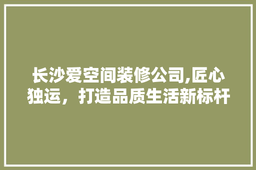 长沙爱空间装修公司,匠心独运，打造品质生活新标杆 现代风格装饰
