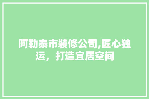阿勒泰市装修公司,匠心独运，打造宜居空间 软装设计