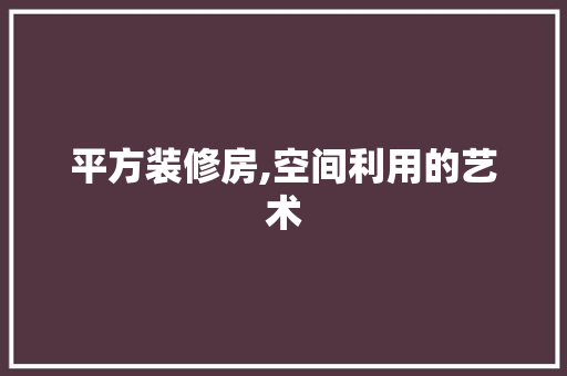 平方装修房,空间利用的艺术 家居装修