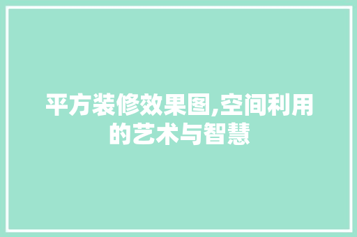 平方装修效果图,空间利用的艺术与智慧 家居装修