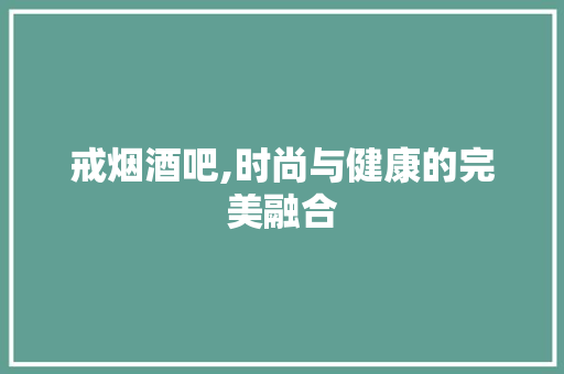 戒烟酒吧,时尚与健康的完美融合