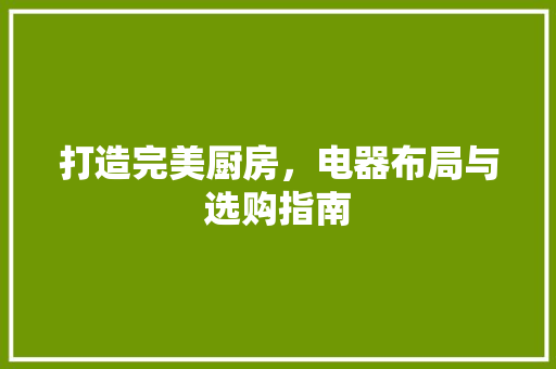 打造完美厨房，电器布局与选购指南 客厅装修
