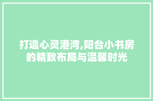 打造心灵港湾,阳台小书房的精致布局与温馨时光 客厅装修