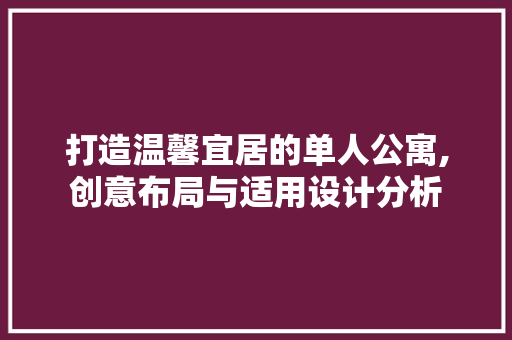 打造温馨宜居的单人公寓,创意布局与适用设计分析