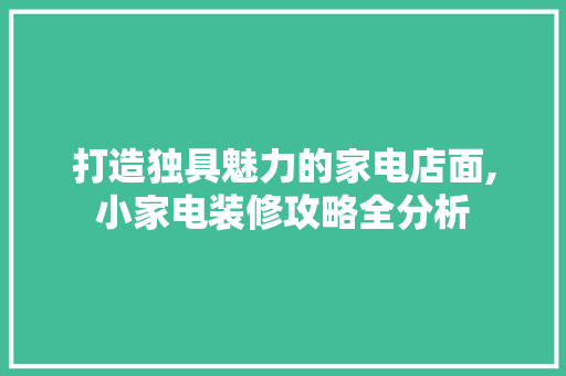 打造独具魅力的家电店面,小家电装修攻略全分析 客厅装修