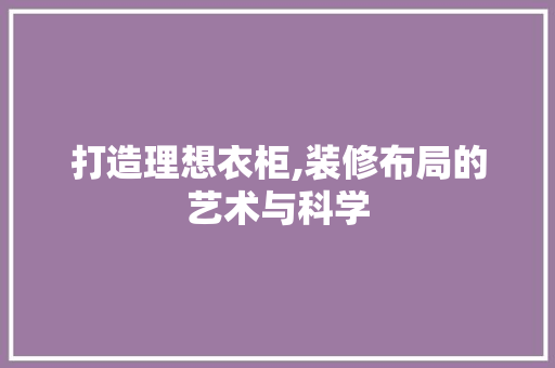 打造理想衣柜,装修布局的艺术与科学 木雕艺术