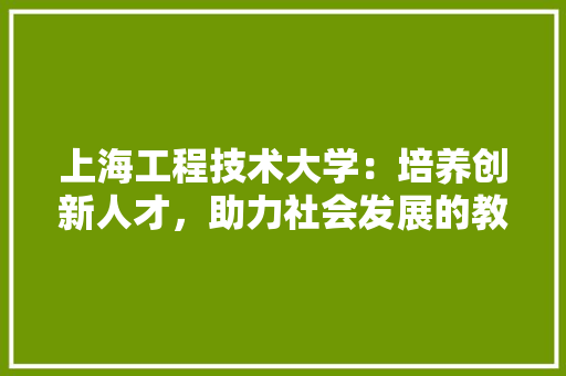 上海工程技术大学：培养创新人才，助力社会发展的教育明珠 地板材料