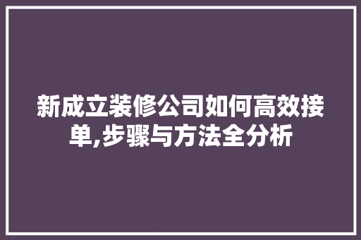 新成立装修公司如何高效接单,步骤与方法全分析 木雕艺术
