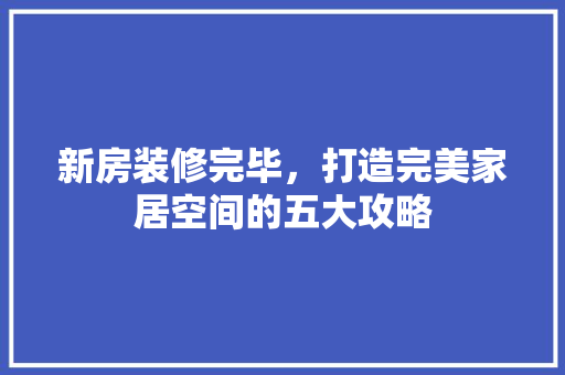 新房装修完毕，打造完美家居空间的五大攻略 室内设计