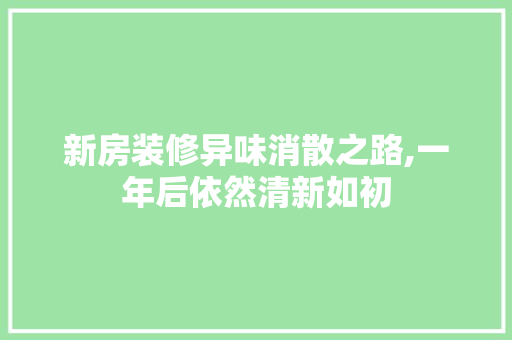 新房装修异味消散之路,一年后依然清新如初 家居装修
