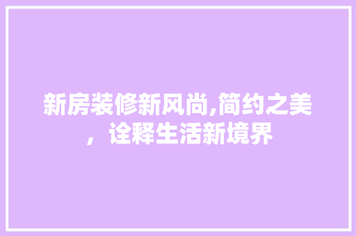 新房装修新风尚,简约之美，诠释生活新境界 室内设计